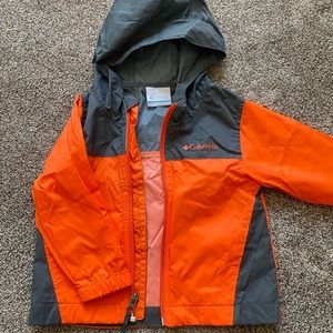 2T Columbia orange/gray rain jacket